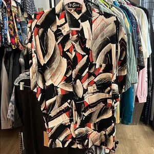 Alan Stuart Black and Red Abstract Shirt